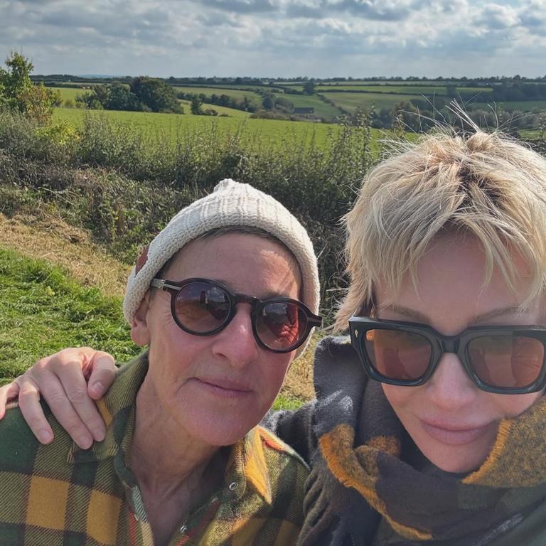 Ellen Degeneres shared this photo of her and wife Portia Di Rossi in the UK in celebration of their 20th anniversary together. Ellen Degeneres and Portia Di Rossi in the UK. Picture: ellendegeneres/Instagram