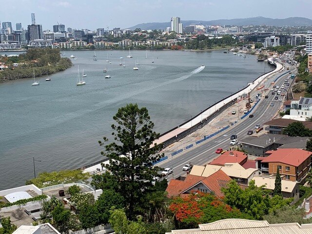 Paul Spottiswood has been taking images of the roadwork on Kingsford Smith Drive from his Hamilton apartment’s balcony. This one was taken on November 16 this year. PICTURE: Paul Spottiswood.