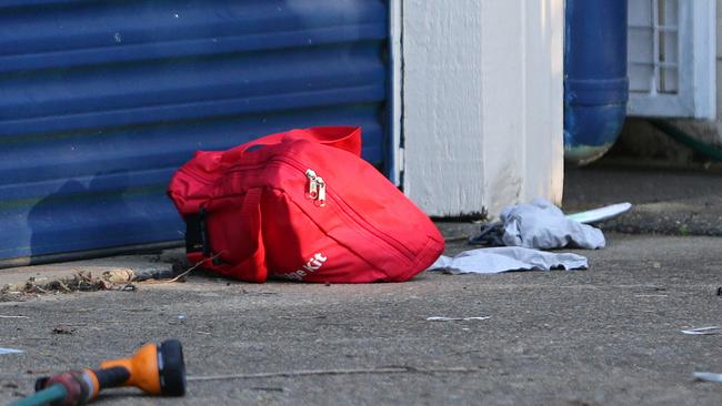 The scene where a woman was stabbed after disturbing a man in her home. Picture: Darren England