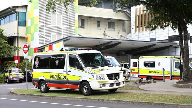 Ambulance ramping out the front of the Cairns Hospital emergency department. Picture: Peter Carruthers