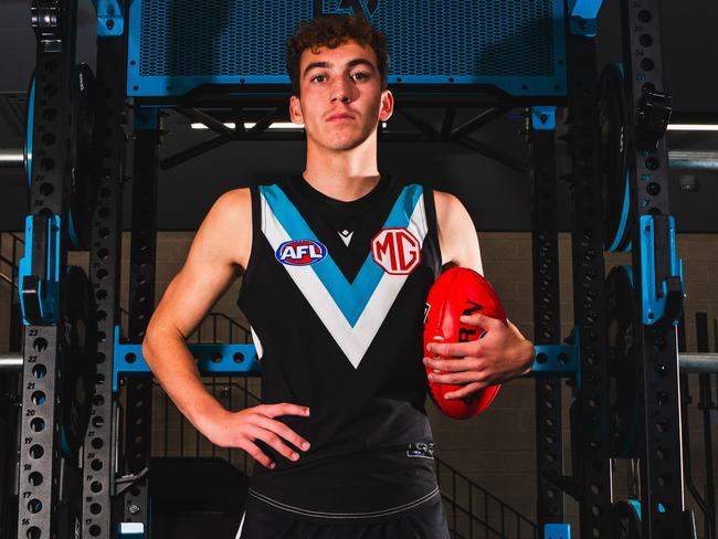 Port Adelaide mid-season draftee Logan Evans will make his debut in round 15. Picture: Matt Sampson