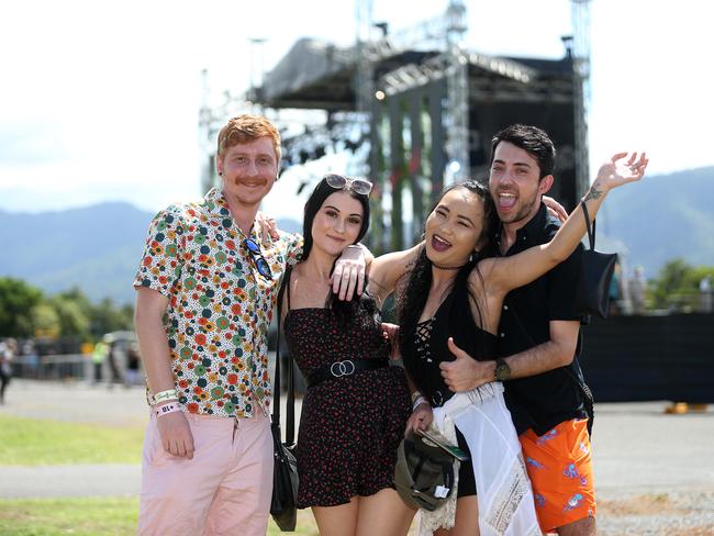The Grass Is Greener music festival at the Cairns Showgrounds. Milos Kostdanov, Hannah Friend, Cholly Manners and Clayton Tonkin. PICTURE: STEWART MCLEAN