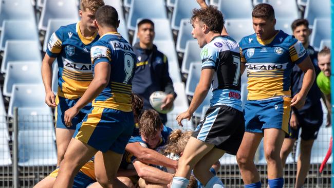Cronulla gets over the line. Picture: Monique Harmer