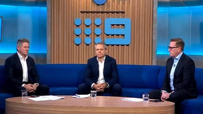 Chief finance and strategy officer Matt Stanton (centre) will take over as chief executive from October 1. Picture: Channel 9