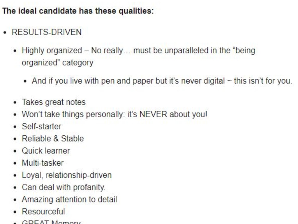 A ridiculous job listing detailing the endless demands of a CEO has been posted on Seek.