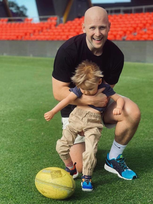 Little Levi with Gary Ablett at a family day. Picture: Supplied