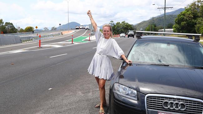 After 4 year and $164 million, the Smithfield Bypass will finally open to traffic on Thursday. Simone Ratti commutes from Edge Hill to Smithfield for work and is overjoyed that the bypass is finally opening, cutting her travel times. Picture: Brendan Radke