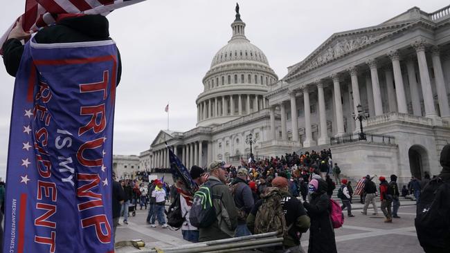 Donald Trump supporters protest outside the US Capitol. Picture: AFP.