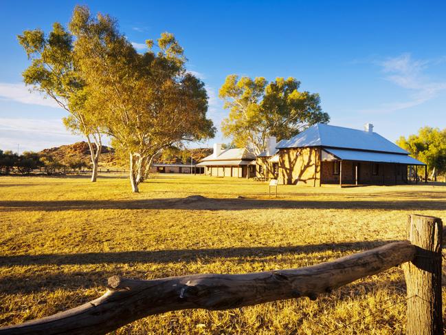 An evening view of the Telegraph Station at Alice Springs, Northern Territory, Australia.