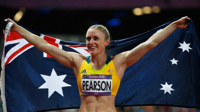 Pearson celebrates after taking gold at the Olympics in 2012.