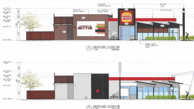 On the left hand side of the building, opposite the drive thru, a new sign will hang above the entrance doors as well as giant artwork on the wall beside it.