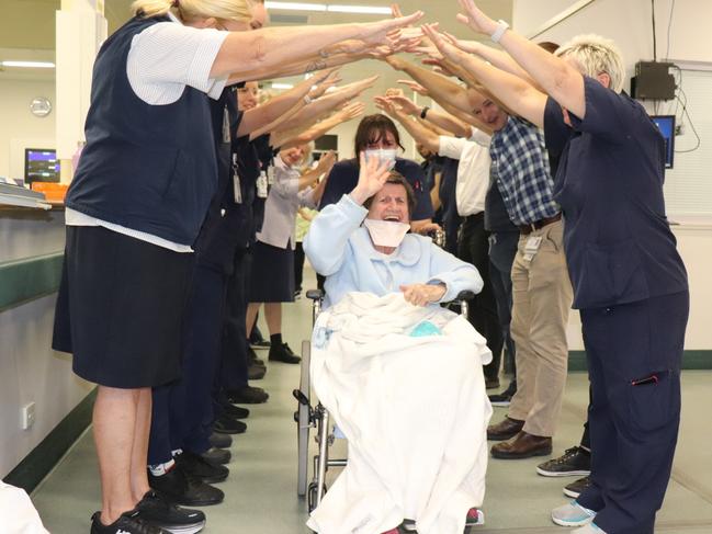 The last patient to leave the old Tweed Hospital on Tuesday was Tweed Heads resident Doreen Cording. Picture: Supplied