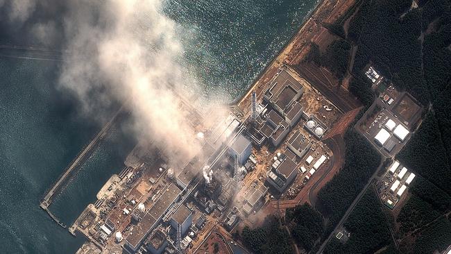 A satellite view, the Fukushima Daiichi Nuclear Power plant after two explosions followed a massive earthquake and subsequent tsunami on March 14, 2011. Picture: DigitalGlobe via Getty Image