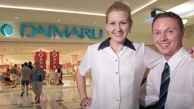 January 2002 - Cindy Ereant and Brad Pinch, staff at Daimaru's Gold Coast department store in the days before its final closure.