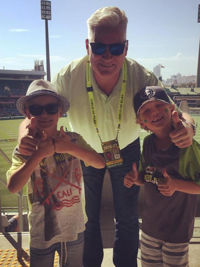 Koby (right) inherited his dad’s love of cricket. Picture: kezzkoby/Instagram