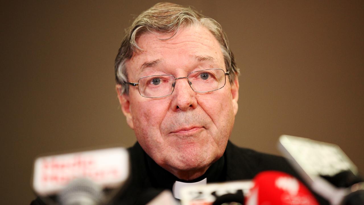 Cardinal Pell at a press conference addressing the royal commission into child sex abuse.