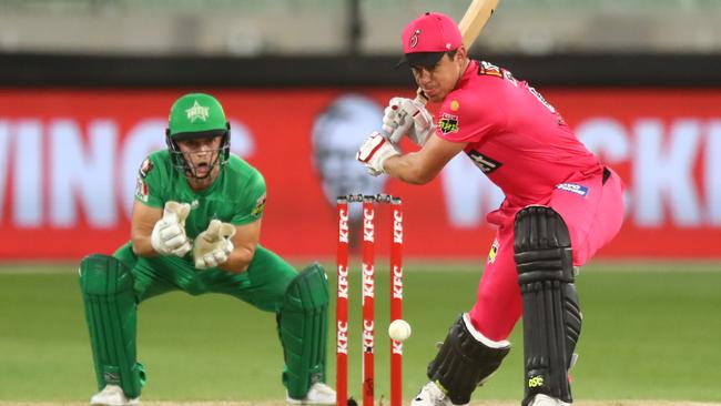 Moises Henriques shapes to hit the ball through the off-side field against the Stars Picture: Getty Images