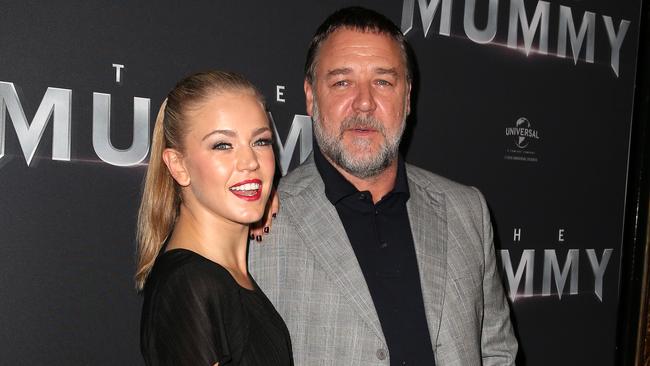 Sophia Forrest and Russell Crowe at the Australian Premiere of The Mummy held at the State Theatre in Sydney.Picture: Christian Gilles