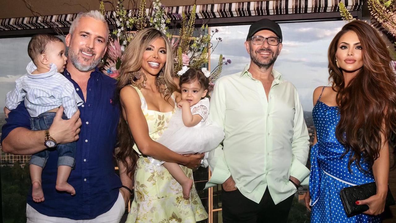 (L-R) James Clark holding his son Izak, Rebecca Behbahani holding her daughter Storm, Alex Waislitz and Venus Behbahani. Picture: Supplied