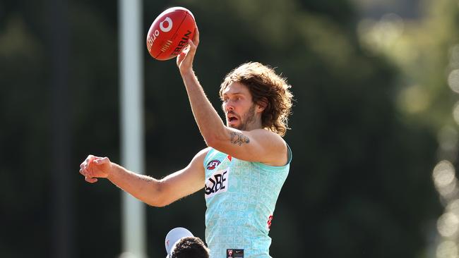 Tom Hickey is set to return in place of suspended ruckman Peter Ladhams. Picture: Phil Hillyard