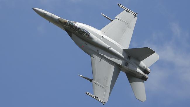 To honour past and present ADF colleagues, Royal Australian Air Force aircraft like the No 1 Squadron F/A-18F Super Hornet will conduct flyovers on Anzac Day. Picture: Supplied