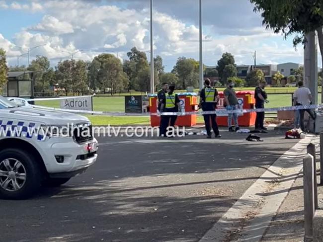 A man in his 30s was hospitalised with a laceration to his lower body. Picture: Wyndham TV