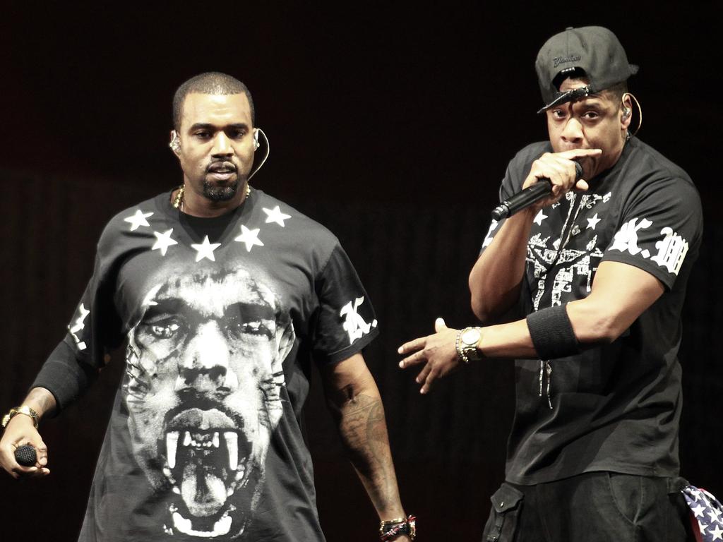 Kanye West, left, and Jay Z perform in concert during the "Watch The Throne" tour in 2011. They have been estranged since 2016. Picture: Julio Cortez