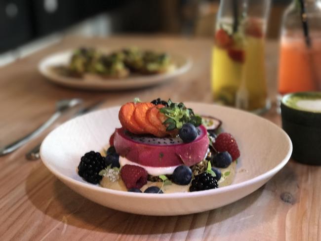 Granola with banana mousse at Auvers Cafe in Darling Square. Picture: Jenifer Jagielski