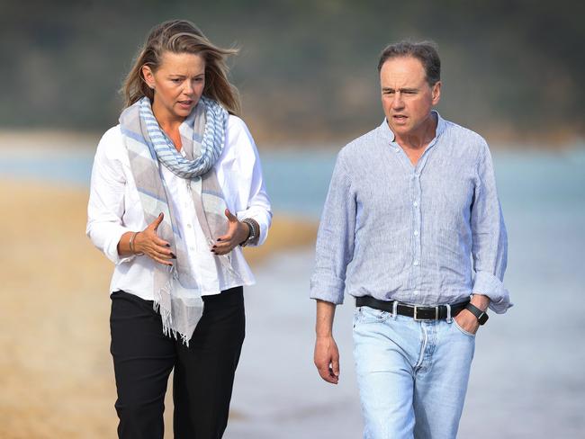 Retiring Federal Minister for Health Greg Hunt (r) with his replacement Liberal candidate for Flinders, Zoe McKenzie. Picture: David Caird