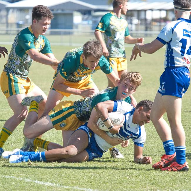 Ignatius Park College and Kirwan State High School teams take on St Brendanâ€™s College Yeppoon teams in Queensland state rugby league semi finals at Mackay on Wednesday, August 24, 2022.