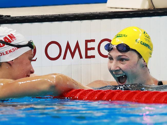 Australia's Cate Campbell sets another Olympic Record in the women's 100m Freestyle semi-final on day five of the swimming at the Rio 2016 Olympic Games. Picture. Phil Hillyard