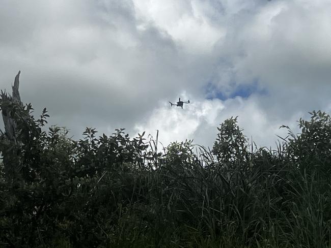 Detectives have also used a drone to fly around the property as part of their investigation after a gunman allegedly opened fire on officers at a Dumbalk North property on Thursday October 24, 2024. Picture: Jack Colantuono