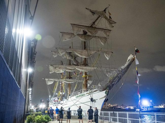The ship reportedly struck the Brooklyn Bridge as it was travelling north. Picture; Stephanie Keith/Getty Images/AFP