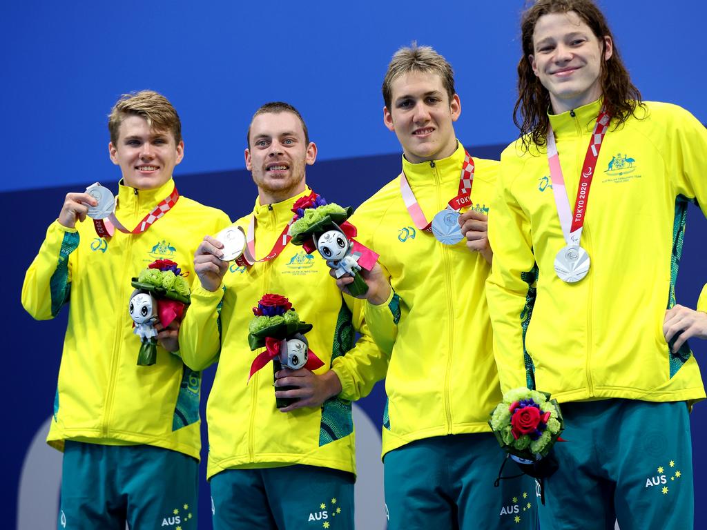 Silver medallists Timothy Hodge, Timothy Disken, William Martin and Ben Popham. Picture: Getty Images