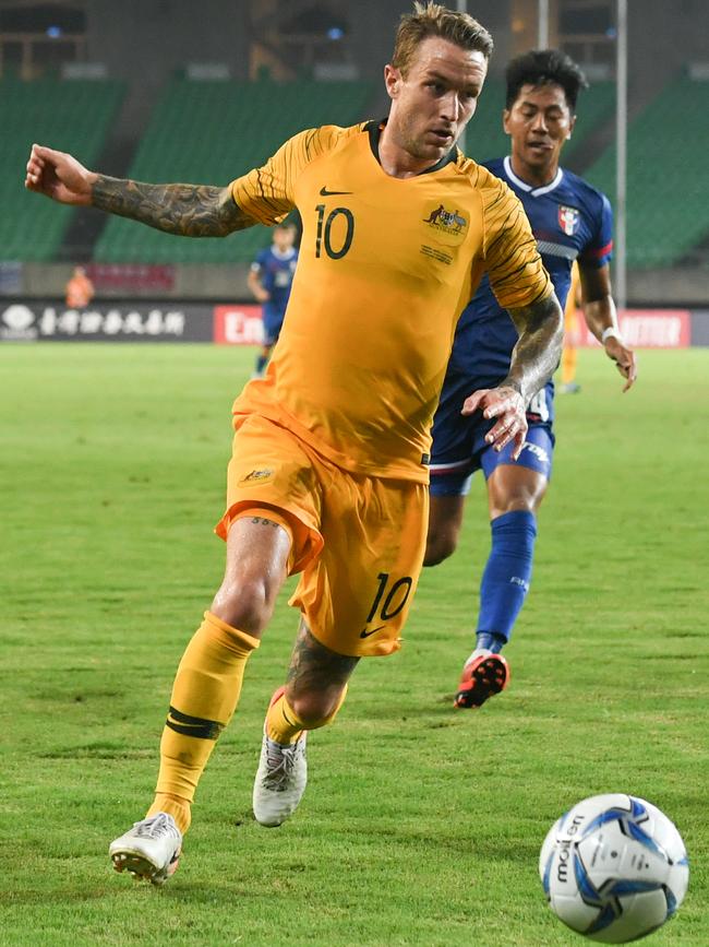 Adam Taggart goes on the attack against Chinese Taipei. Picture: Getty Images