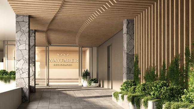 An artist's impression of the entry to Wayfarer Residences. Picture: Supplied