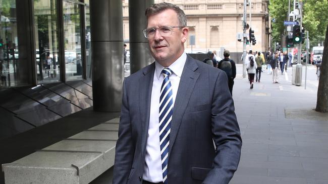 Former federal minister Alan Tudge leaves the Victorian County Court. Picture: David Crosling