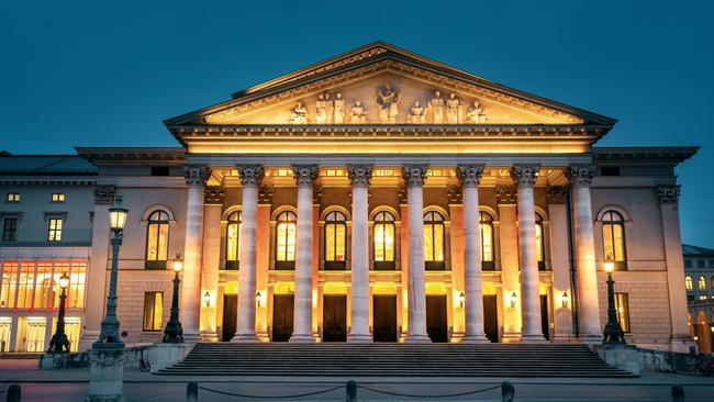 Bavarian State Opera at Max-Joseph-Platz at night.