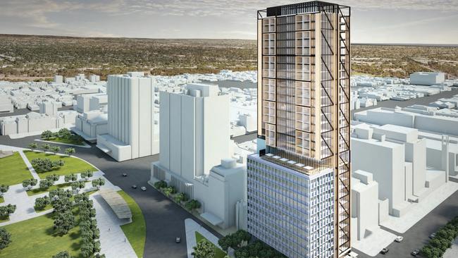 Artist's impression of Thrive Construct’s $170m hotel proposal at Victoria Square. Picture: Cox Architecture