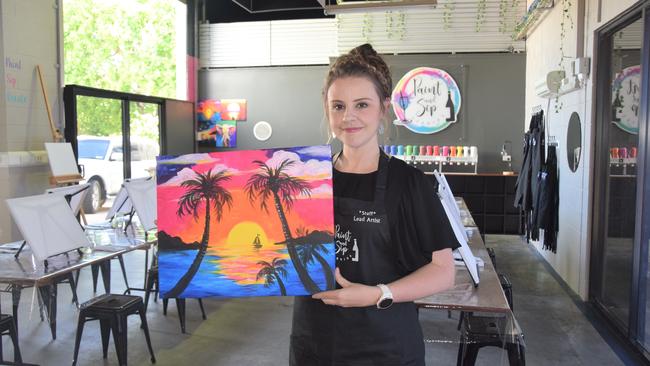 Sian Davis at her new Paint and Sip Studio in Rockhampton. Picture: Contributed