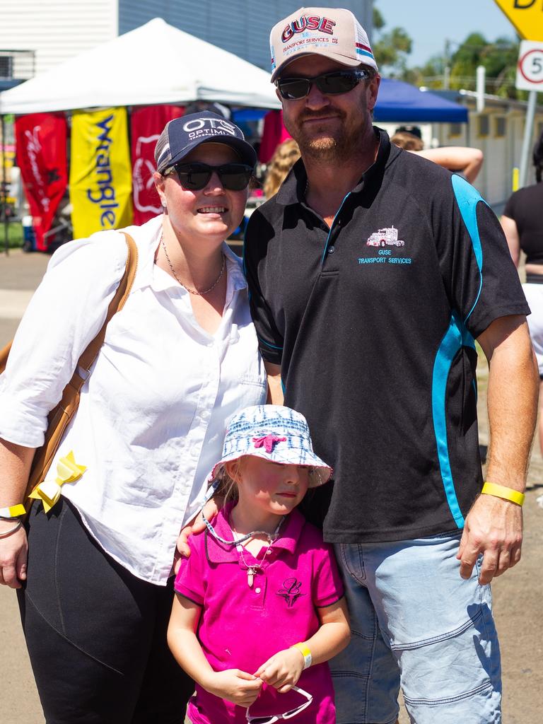 Jason, Rachel and their daughter Scarlett Protheroe enjoy a day out at Murgon Show 2023.