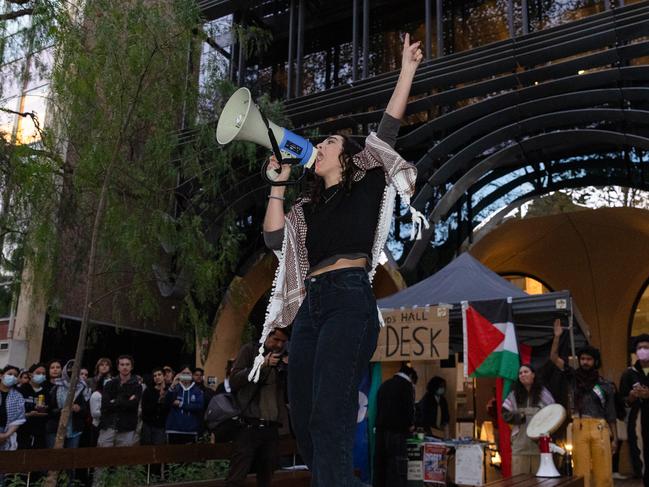 Pro Palestine protesters take over the Arts West building at Melbourne UNI Campus. On day two of their occupation of the building. Picture: Jason Edwards