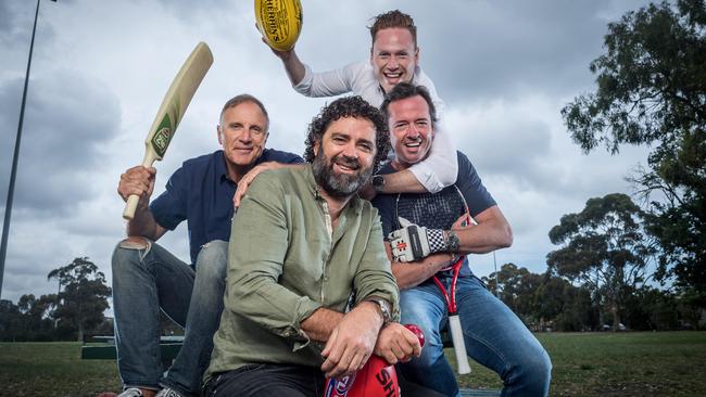 Garry Lyon, Hamish McLachlan, Tim Watson and Sam McClure. Picture: Jake Nowakowski