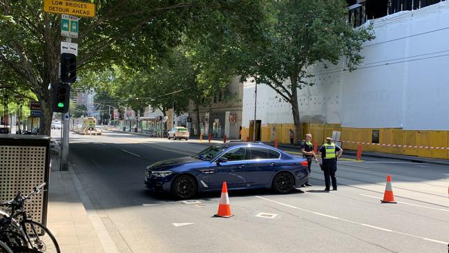 Streets were blocked off near the incident in the CBD. Picture: Jay Town