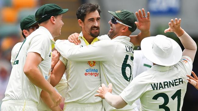 Mitchell Starc celebrates a second innings wicket. Picture: Getty Images