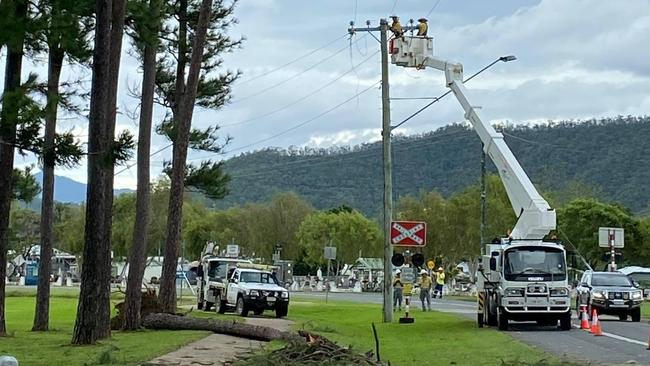 Ergon Energy crews work to restore power across the Far North. PHOTO: Ergon Energy