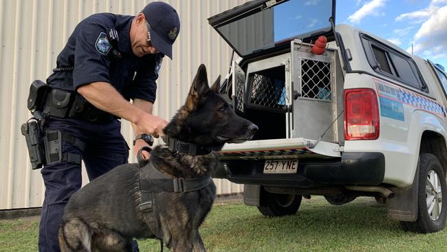 Senior Constable Fysh with PD Thor who is being remembered by his peers as ‘a cracking dog and an amazing tracker.’