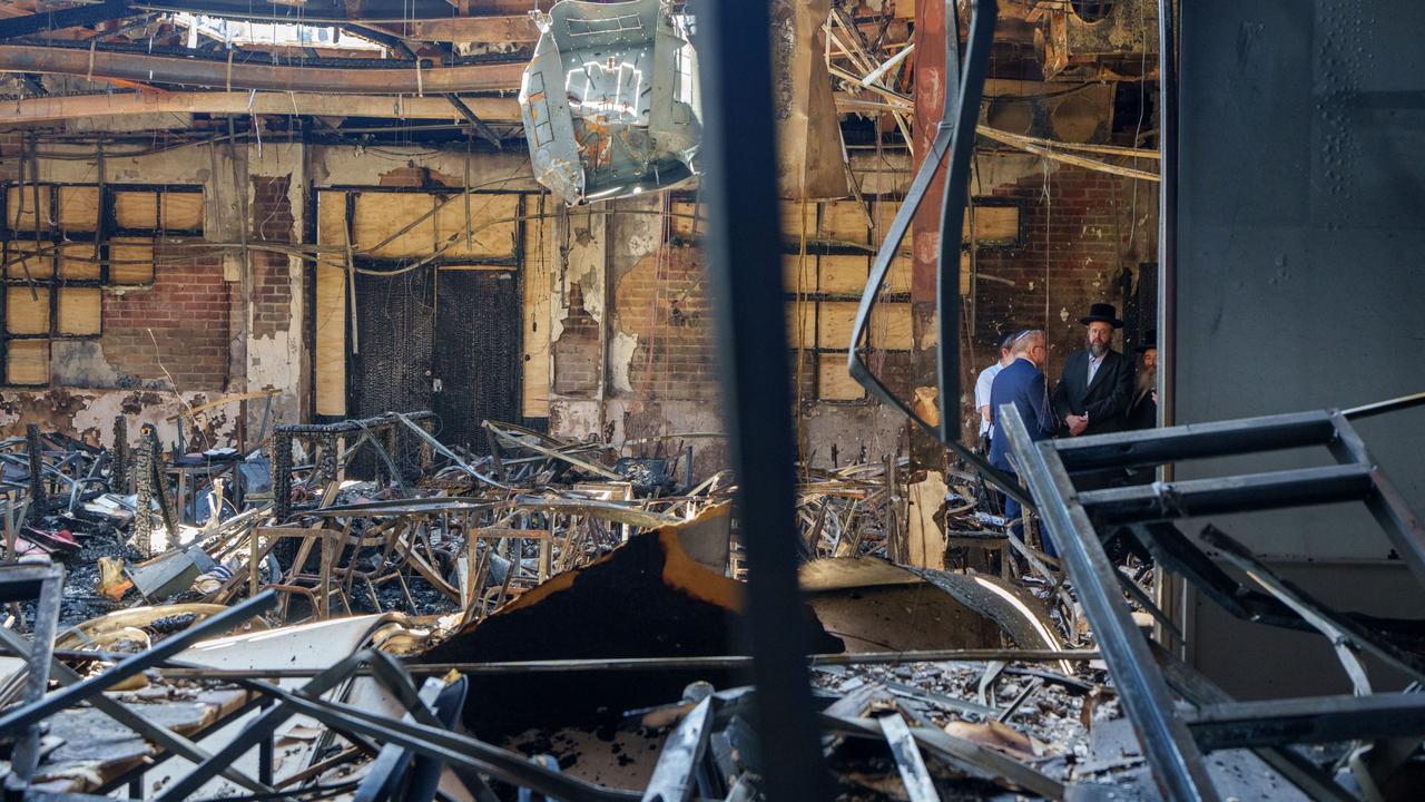 Prime Minister Anthony Albanese visiting the Adass Israel Synagogue after a firebombing in Melbourne, Tuesday, December 10, 2024. PICTURES SUPPLIED BY THE OFFICE OF THE PM