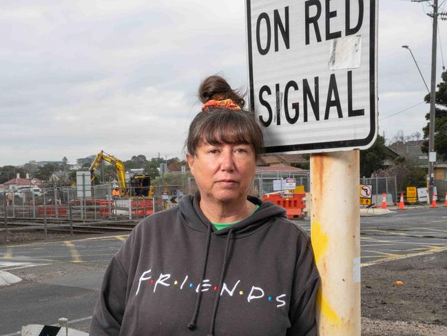 06-06-2024 South Geelong resident Mary Ramia is worried about the noise from the 24 hour track works as part of the Geelong Line Upgrade. Picture: Brad Fleet