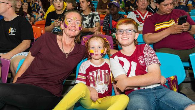 Ryden, Rylah and Karlie Archer at the 2023 NRL match at TIO Stadium. Picture: Pema Tamang Pakhrin